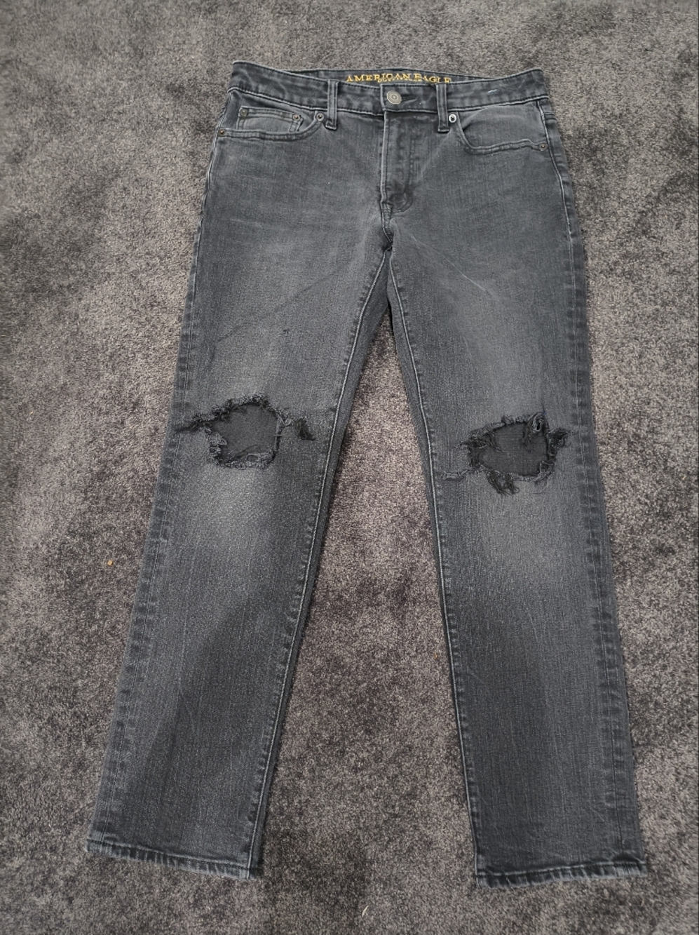 Black Distressed Skinny Jeans with Knee Rips